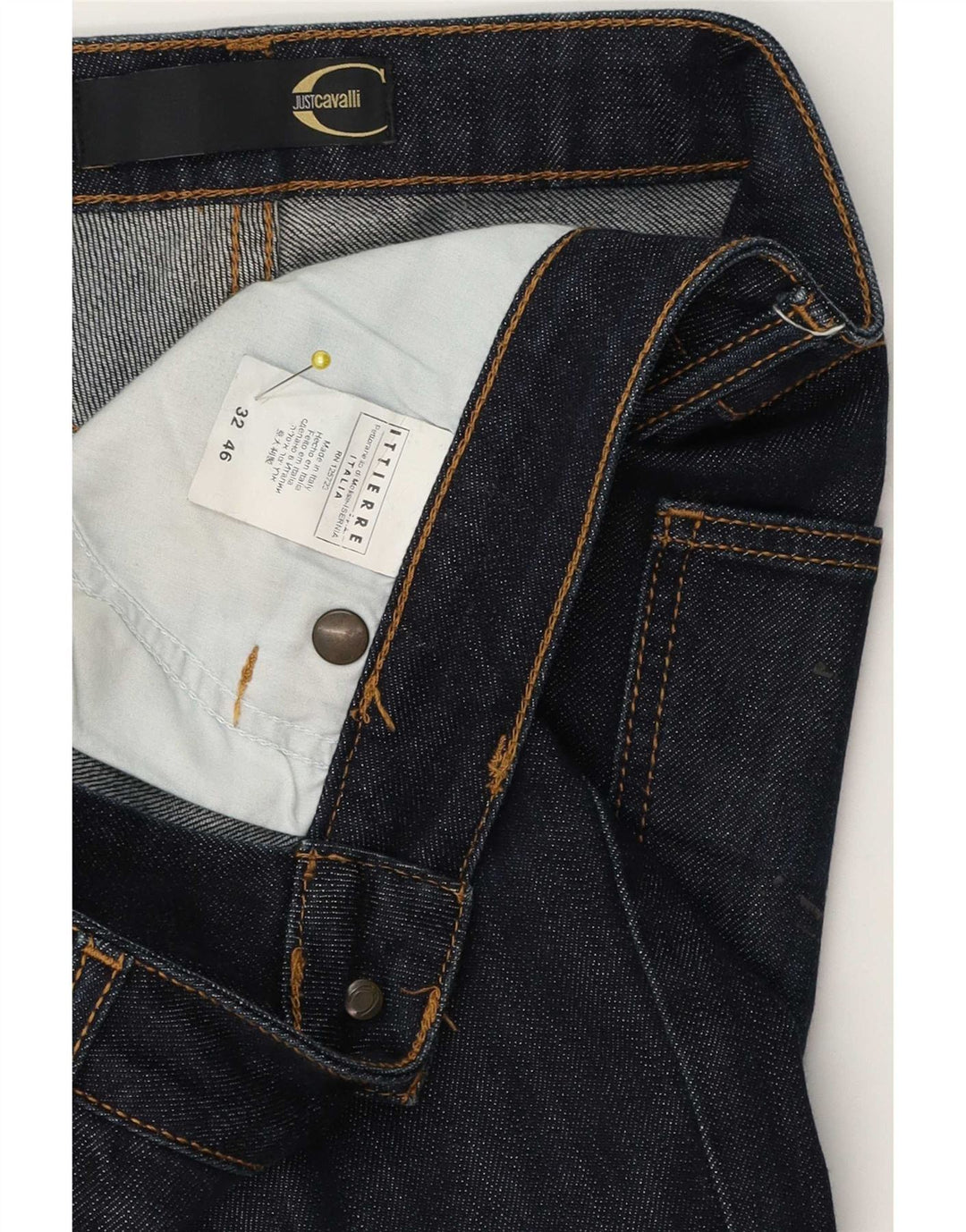 Jeans Just Cavalli feminino bootcut IT 46 grande W32 L30 azul marinho