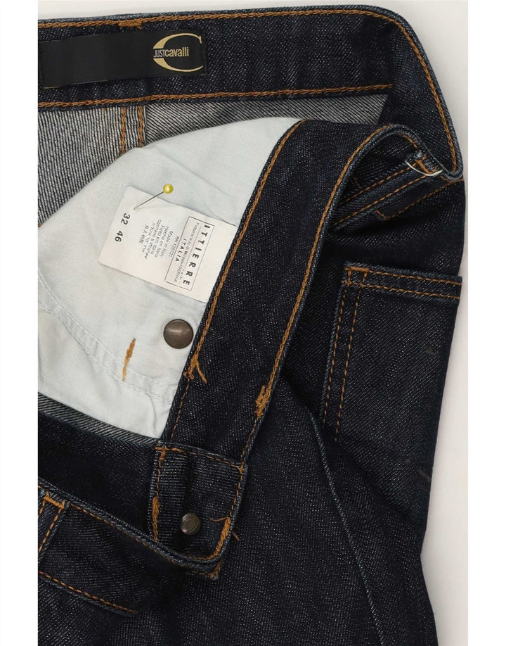 Jeans Just Cavalli feminino bootcut IT 46 grande W32 L30 azul marinho