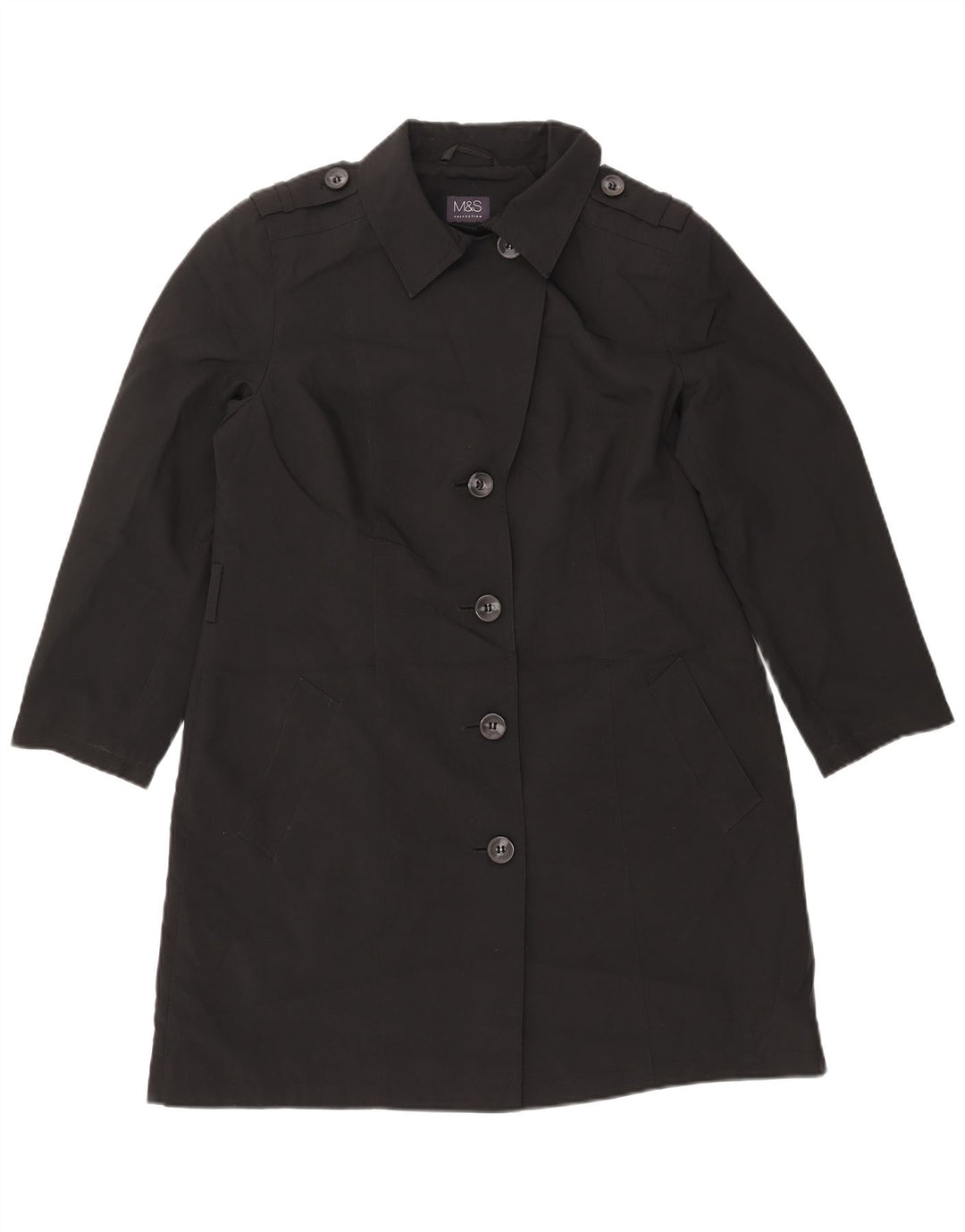 Casaco impermeável feminino MARKS & SPENCER UK 14 grande poliéster preto