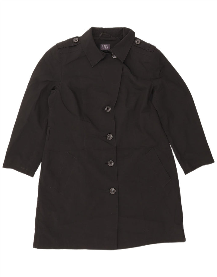 Casaco impermeável feminino MARKS & SPENCER UK 14 grande poliéster preto