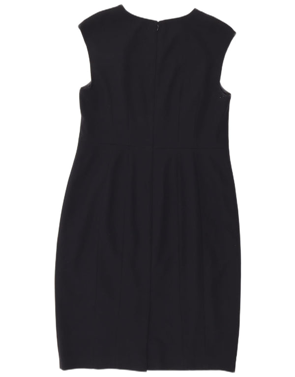 Vestido feminino Hobbs com bainha sem mangas Reino Unido 14 grande poliéster azul marinho