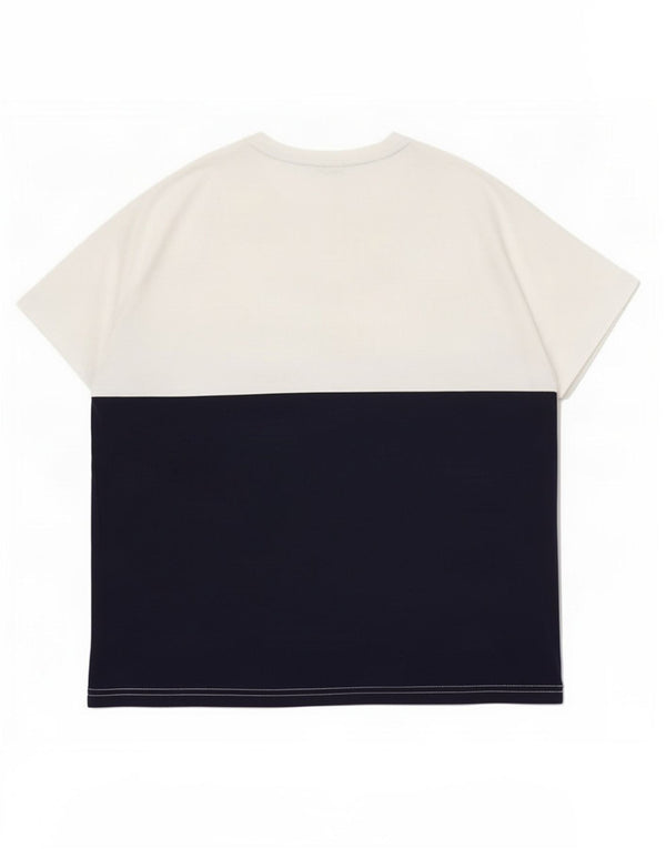Camiseta gráfica masculina Fila Top 6XL algodão colorblock azul marinho