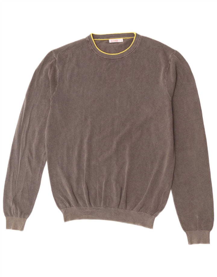 Sun68 Suéter masculino com gola redonda XL algodão cinza