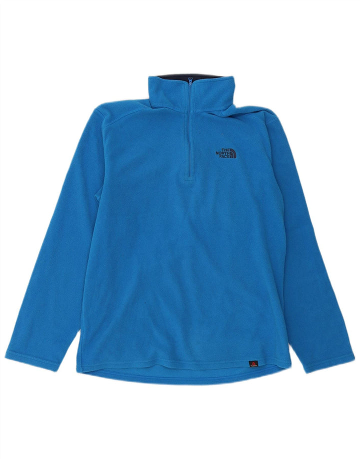 Suéter de lã masculino The North Face com zíper e gola pequena azul poliéster