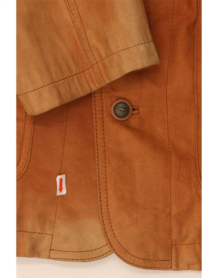 Jaqueta blazer masculina vintage de couro com 3 botões UE 58 4XL marrom
