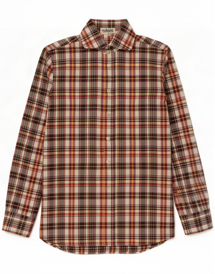 Camisa masculina vintage de flanela tamanho 36 XS xadrez multicolorido