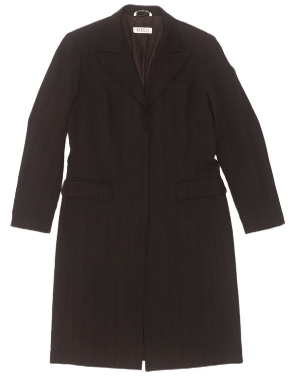 Sobretudo feminino Marella UK 12 lã listrada preta média