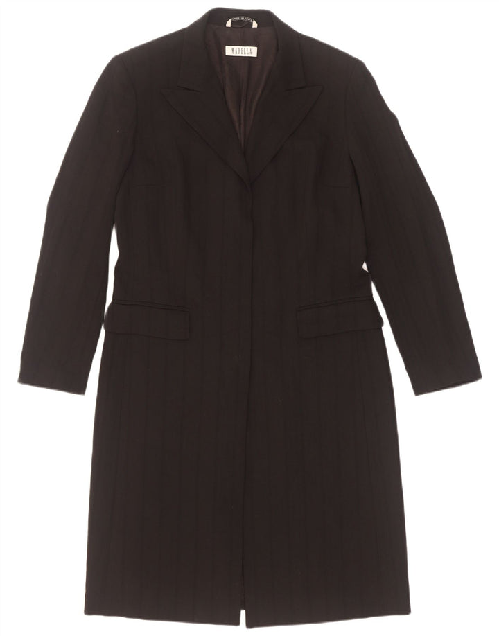 Sobretudo feminino Marella UK 12 lã listrada preta média