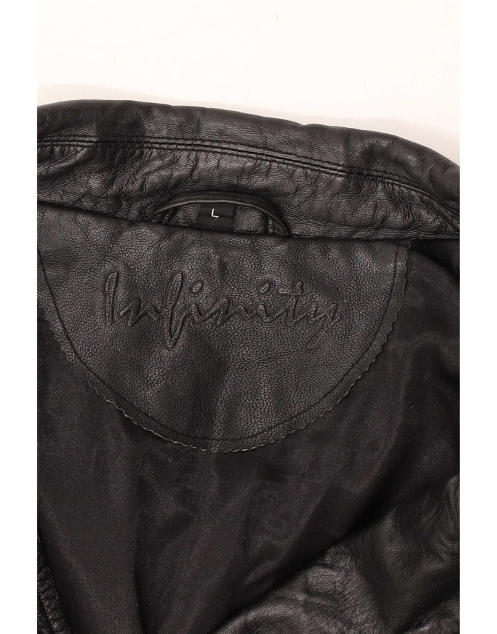 Jaqueta masculina de couro para motociclista Infinity UK 40 grande preta