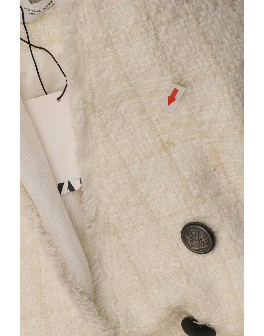 Jaqueta blazer feminina Zara com peito duplo Reino Unido 12 xadrez branco médio