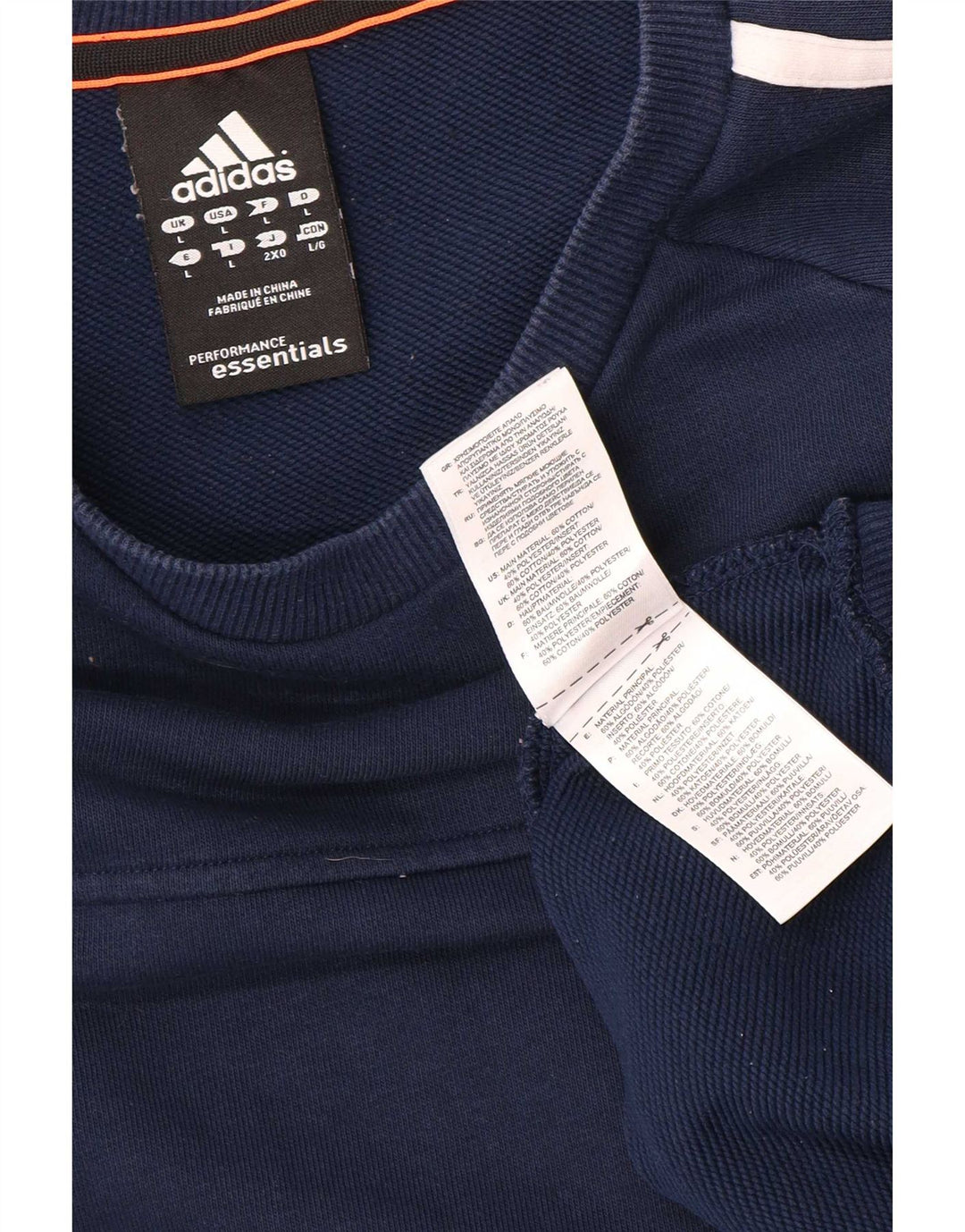 Adidas Mens Climalite Moletom Jumper Grande Algodão Azul Marinho