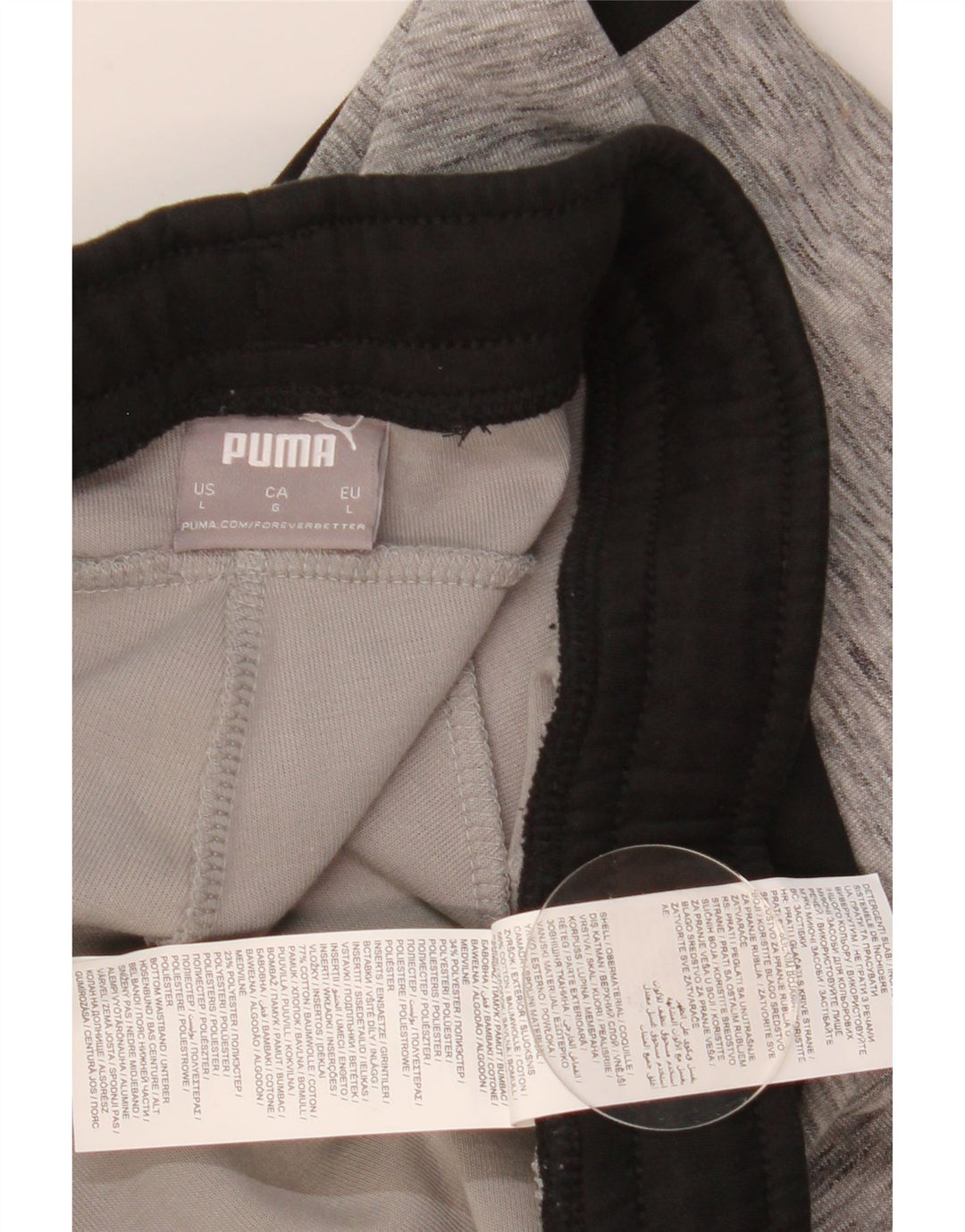 Calça de treino masculina Puma grande cinza colorblock algodão