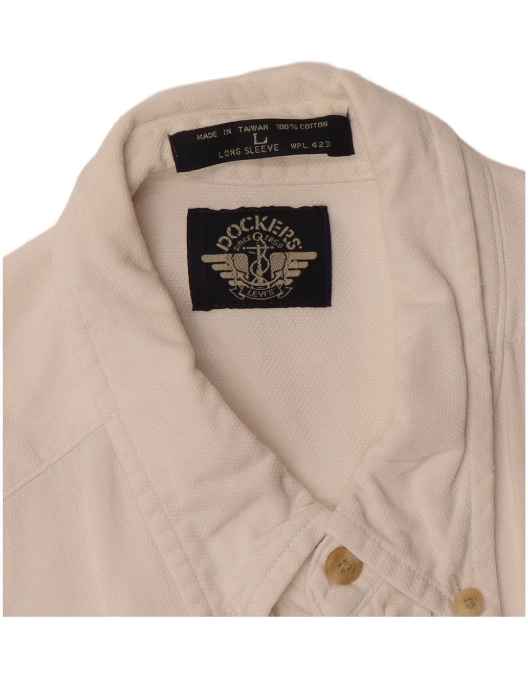 Camisa masculina DOCKERS grande algodão branco