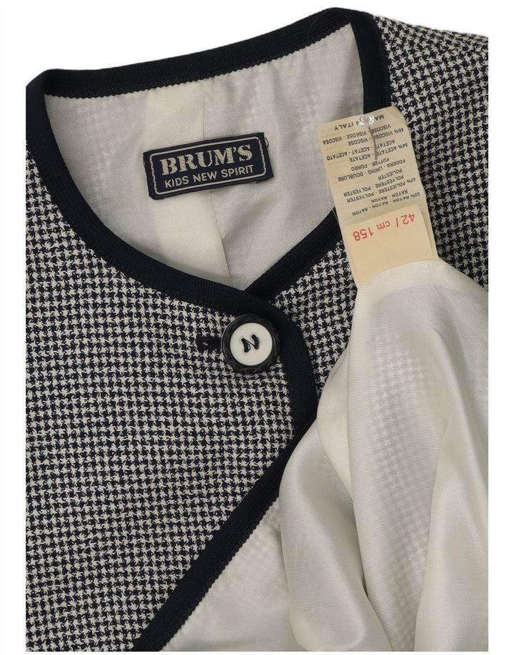 Jaqueta blazer de 5 botões para meninas Brums 13-14 anos preto xadrez rayon