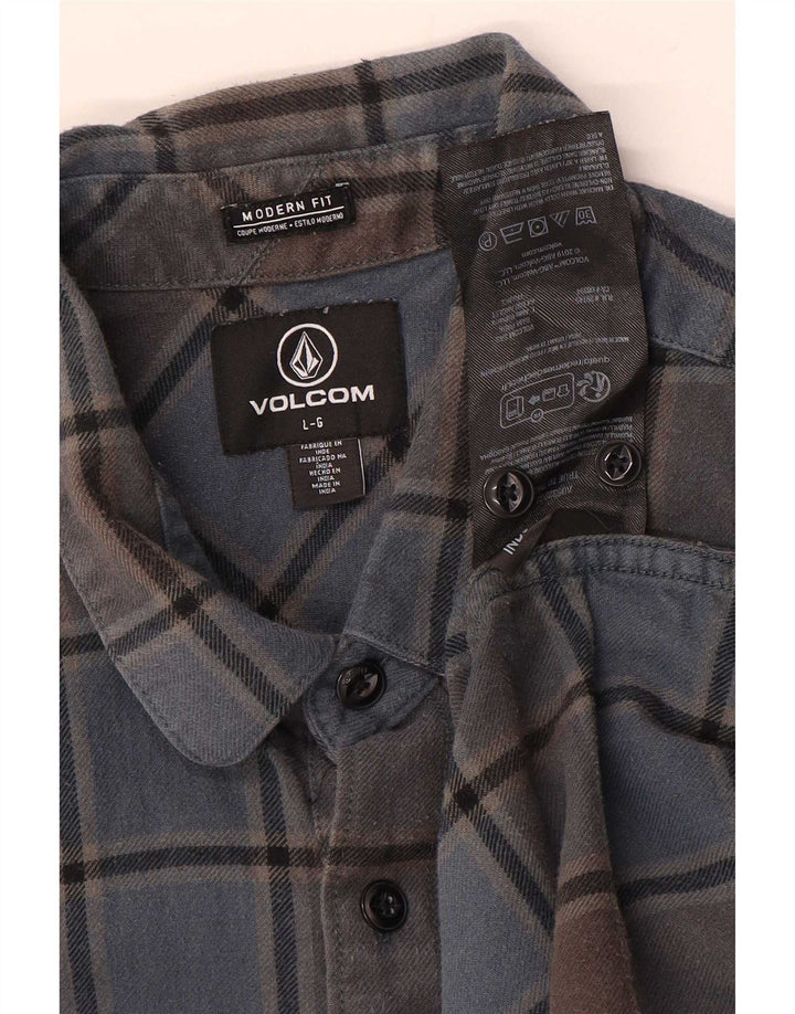 Camisa masculina de flanela de ajuste moderno Volcom grande algodão xadrez azul