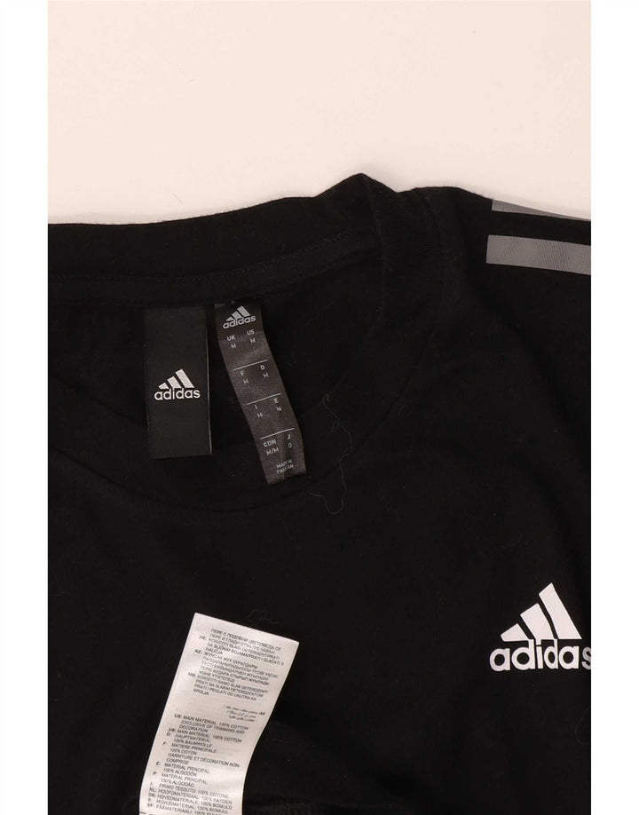 Adidas Mens Camiseta Top Médio Algodão Preto