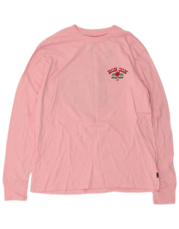 Top gráfico feminino Billabong manga comprida Reino Unido 10 algodão rosa pequeno