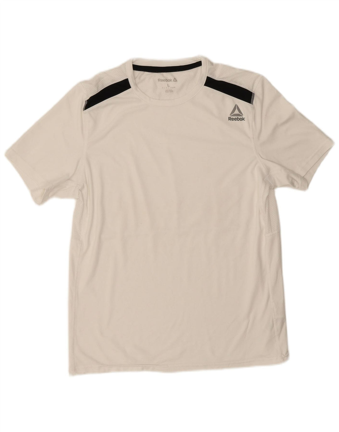 Reebok Mens T-Shirt Top Grande Branco Colorblock Poliéster