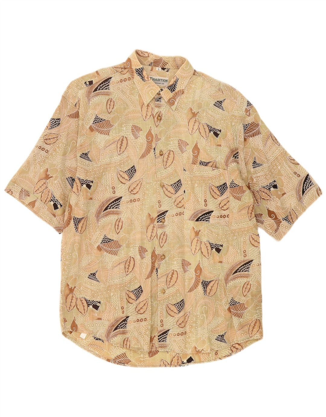 Camisa masculina vintage grande algodão floral bege