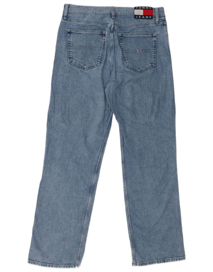 TOMMY HILFIGER Calça jeans reta masculina de cintura média W31 L32 algodão azul