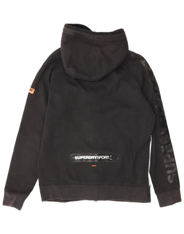 Suéter feminino Superdry com capuz e zíper gráfico UK 14 algodão preto médio