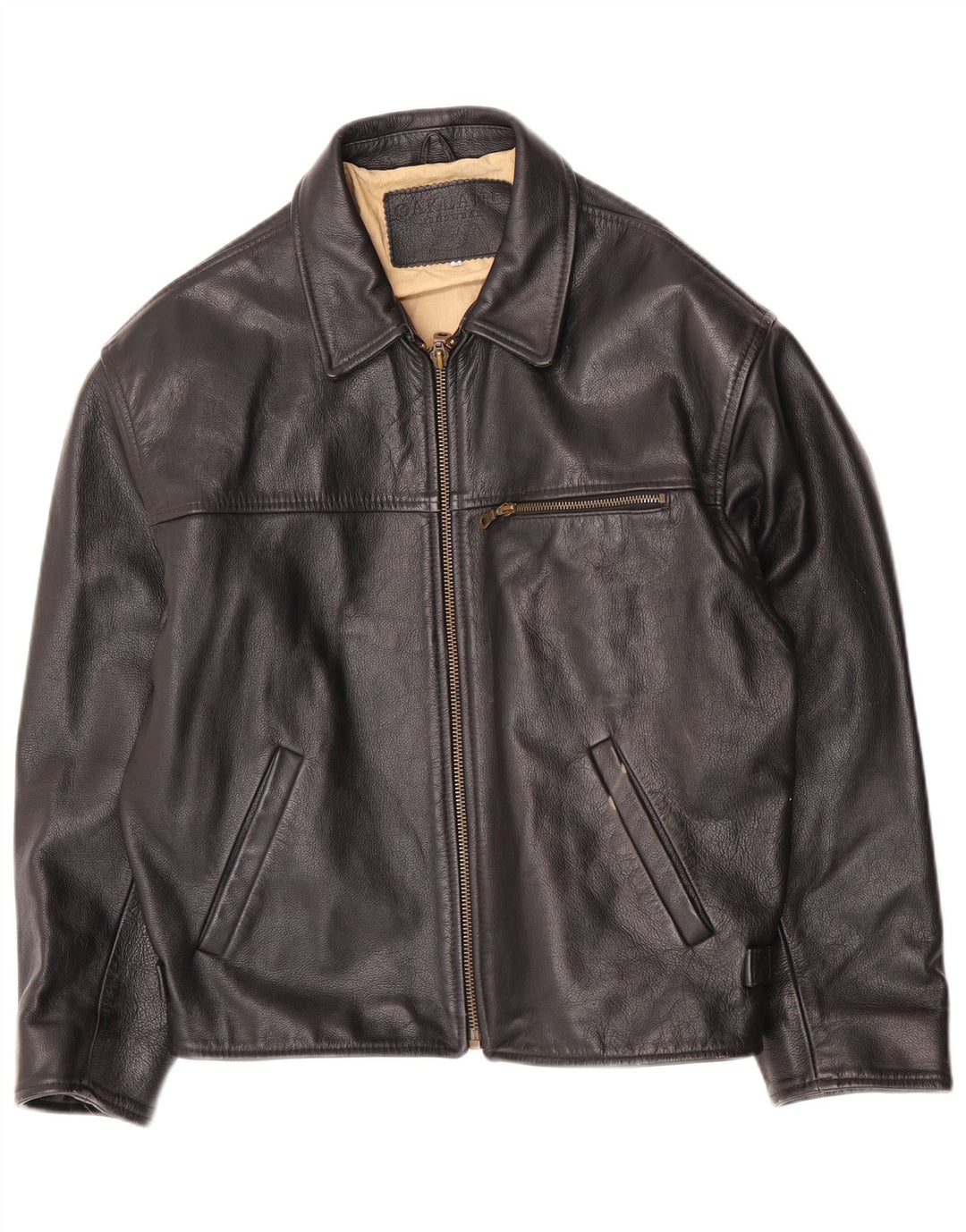 Jaqueta de couro masculina Oakland UK 38 couro preto médio