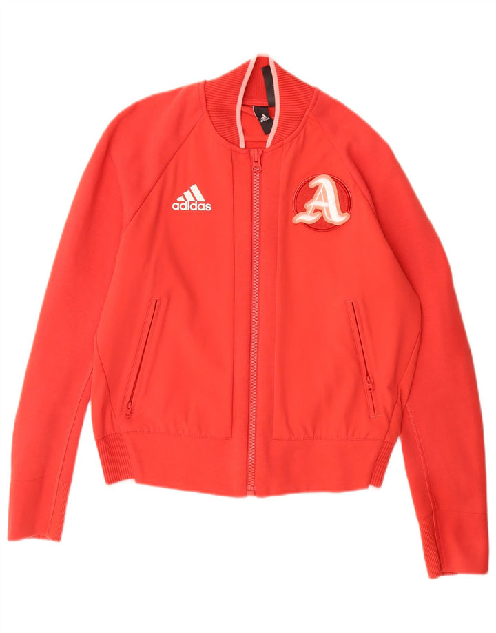 ADIDAS Womens Tracksuit Top Jacket UK 8/10 Pequeno Vermelho Colourblock Nylon