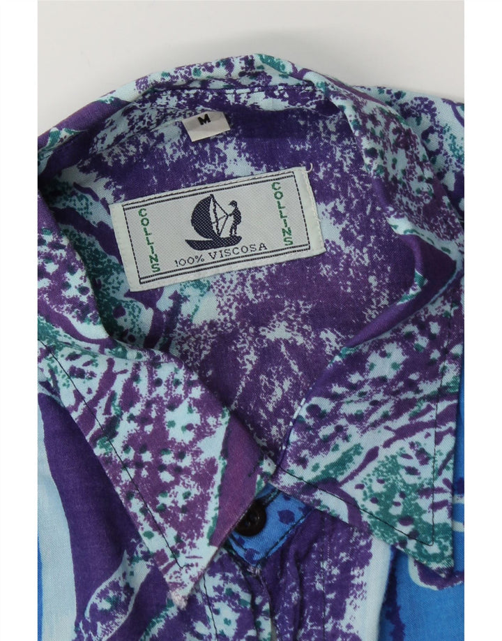 Camisa masculina de manga curta Collins azul médio paisley viscose