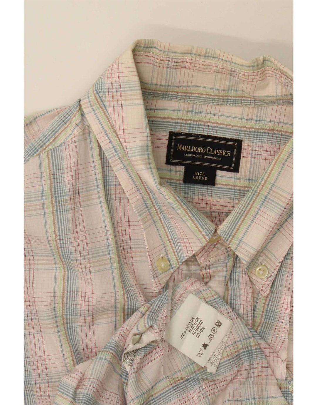 Camisa masculina Marlboro Classics grande algodão xadrez multicolorido