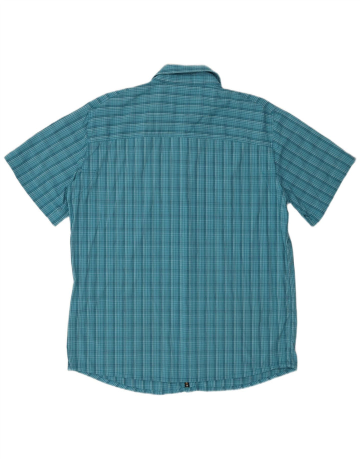 Camisa masculina de manga curta Jack Wolfskin XL azul xadrez poliamida
