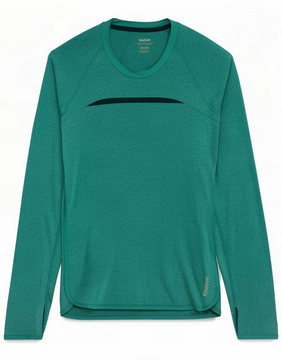 Reebok Womens Top Manga Longa Reino Unido 14 Poliéster Verde Grande