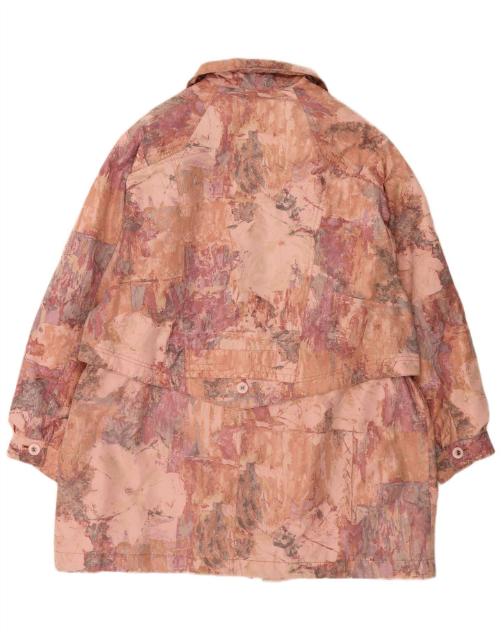 Casaco corta-vento feminino Sympatex com padrão abstrato grande Reino Unido 18 XL rosa