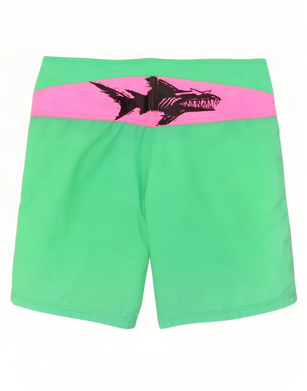 Maui and Sons Shorts de natação masculino gráfico grande bloco colorido verde