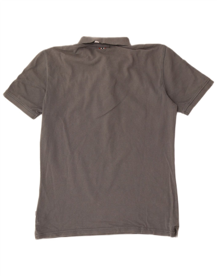 Camisa pólo geográfica masculina Napapijri pequena cinza