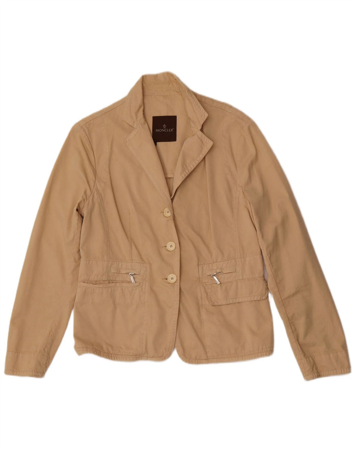 Moncler Jaqueta blazer feminina oversized com 3 botões US 4 pequeno algodão bege
