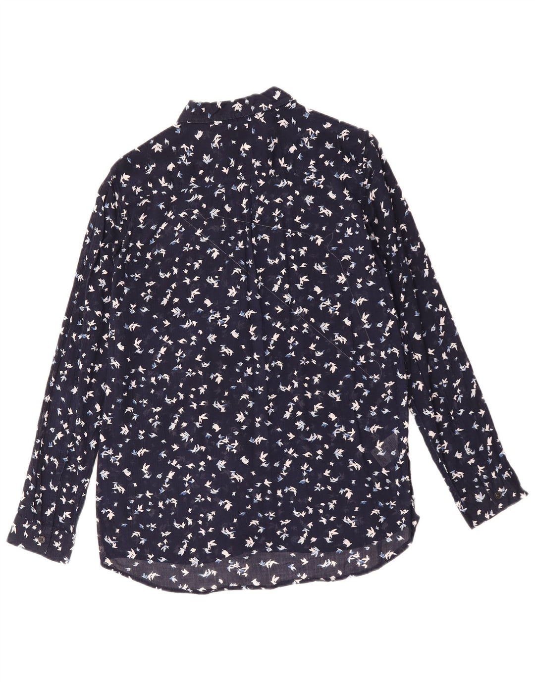 Camisa feminina Eddie Bauer com padrão abstrato Reino Unido 16 grande algodão azul marinho