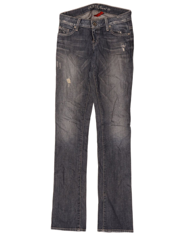 Guess Jeans femininos desgastados slim W24 L34 algodão azul