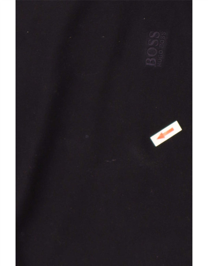 Suéter masculino Hugo Boss com ajuste regular e gola redonda, algodão preto médio