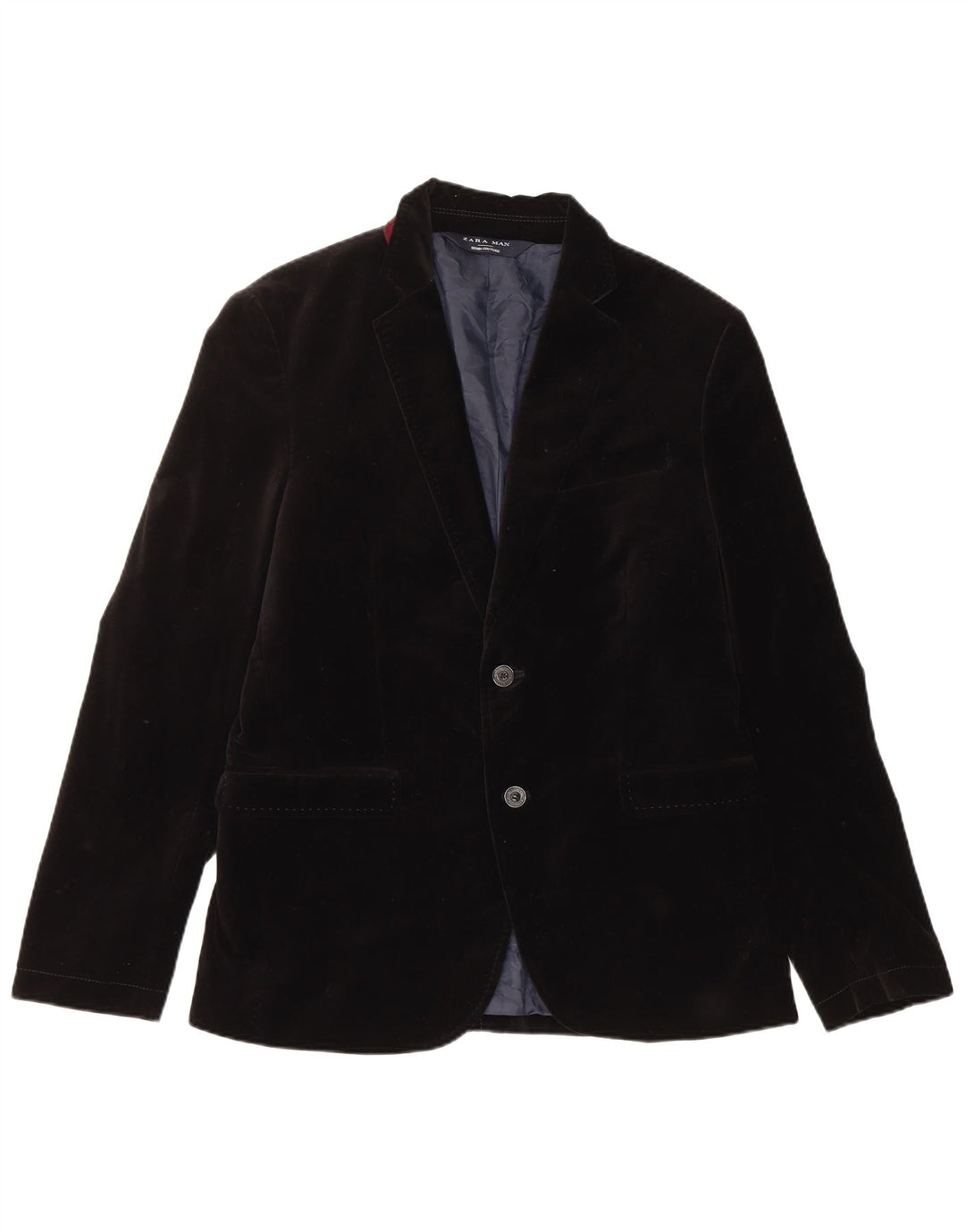 Jaqueta blazer masculina de veludo com 2 botões Zara EU 50 algodão preto médio