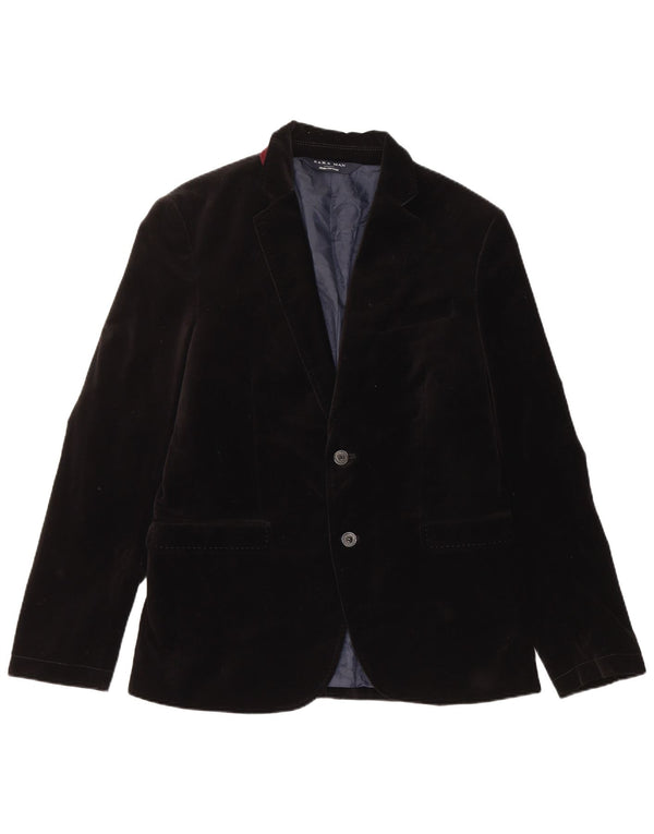 Jaqueta blazer masculina de veludo com 2 botões Zara EU 50 algodão preto médio