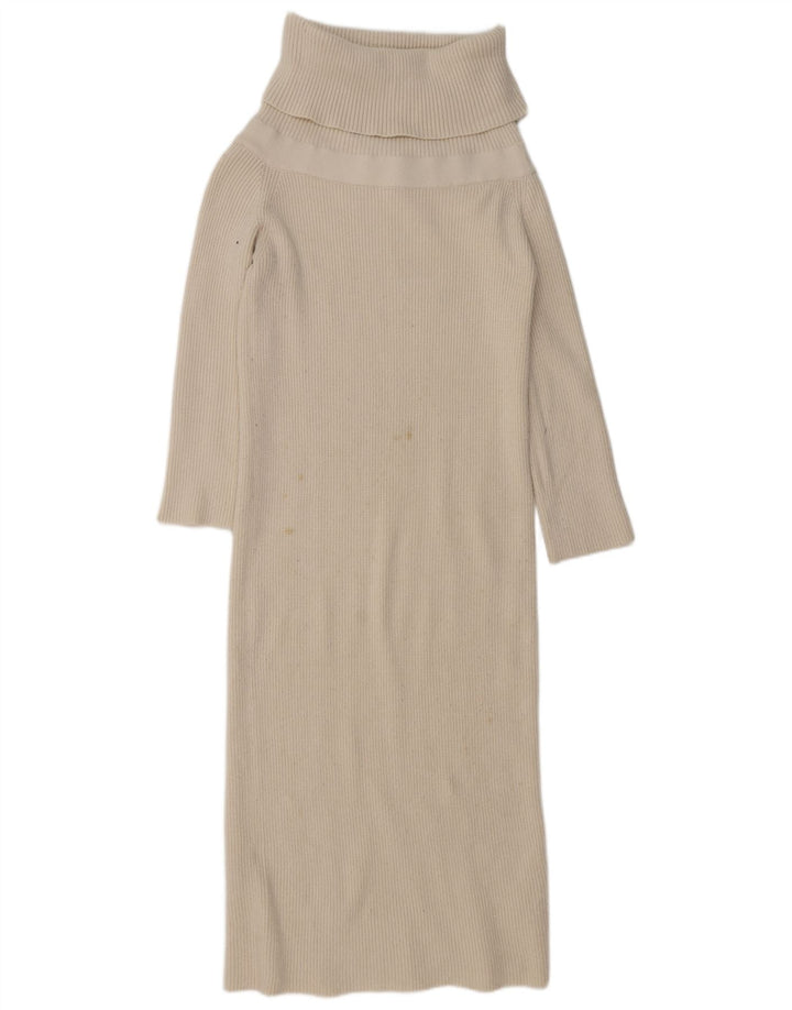 Zara Vestido Jumper Feminino Reino Unido 14 Viscose Bege Médio