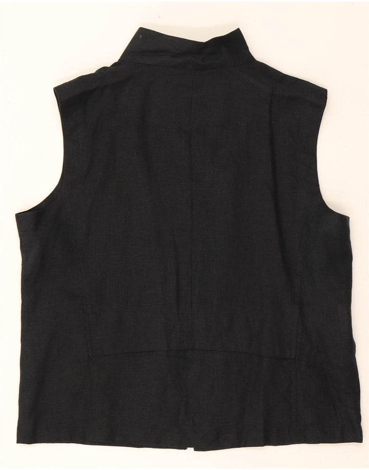 VINTAGE Womens Gilet EU 40 Medium Black Linen Vintage Vintage and Second-Hand Vintage from Messina Hembry 