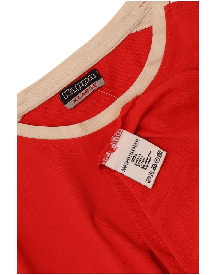 Kappa Mens Top Manga Longa XL Vermelho Colorblock Algodão