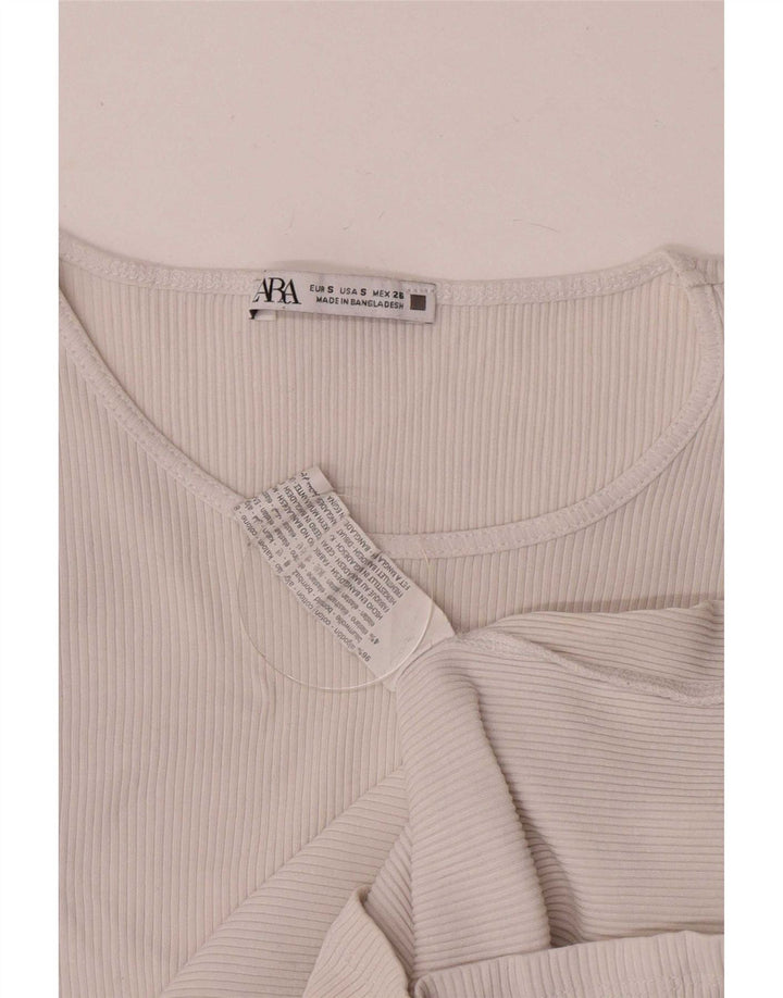 Zara blusa feminina cropped asa de morcego top Reino Unido 8 pequeno algodão branco