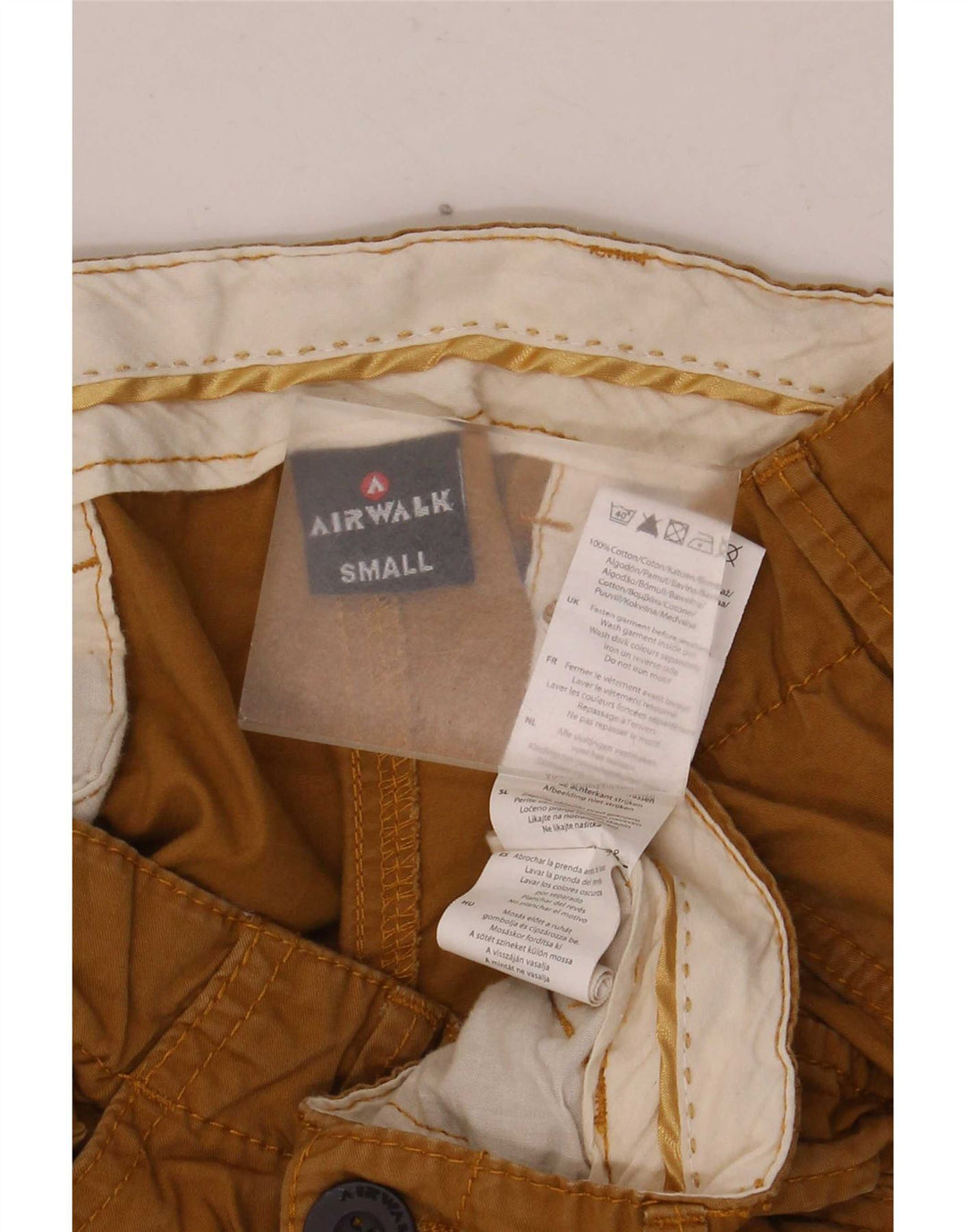 Airwalk Mens Cargo Shorts Pequeno W34 Algodão Bege
