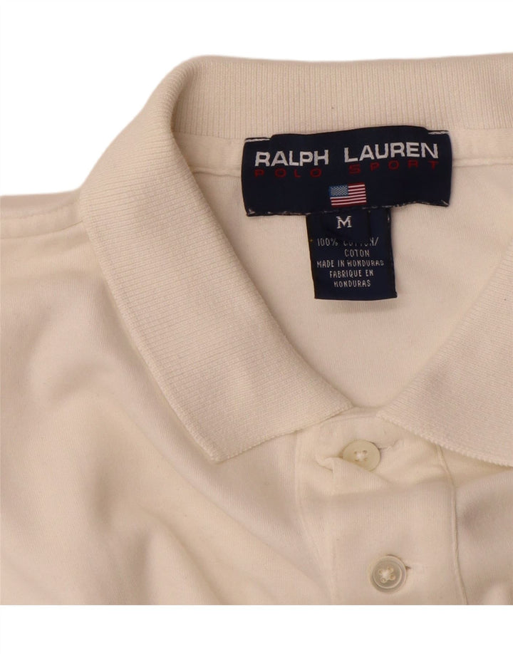 Camisa polo masculina Ralph Lauren de algodão branco médio