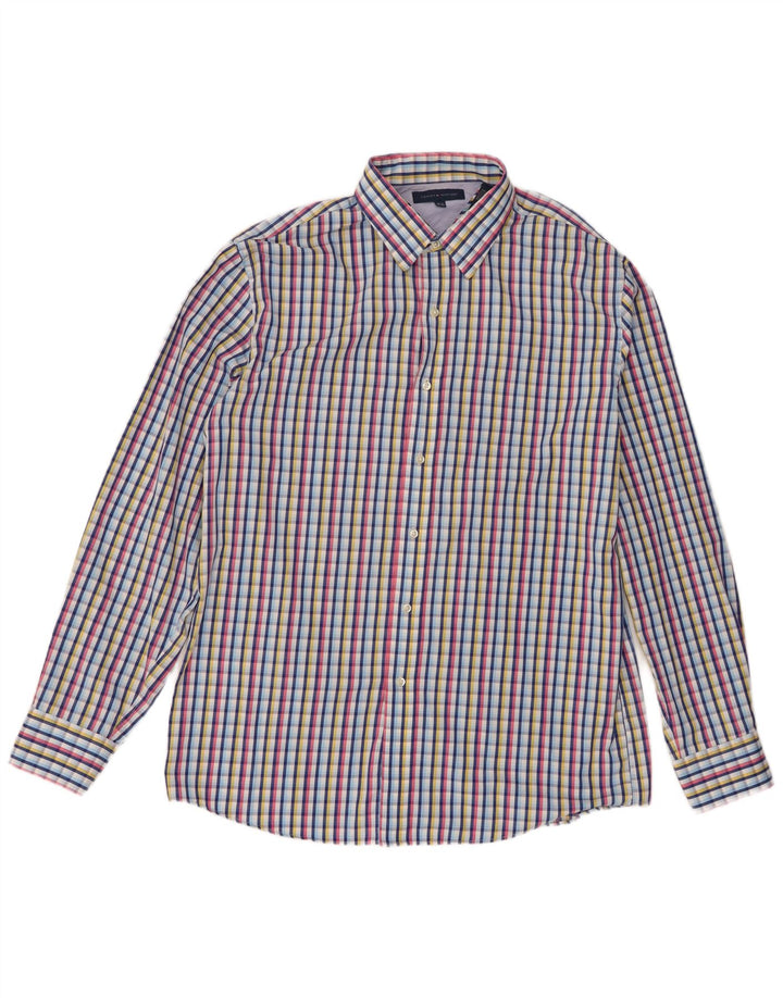 Camisa masculina Tommy Hilfiger tamanho 16 16 1/2 grande algodão xadrez multicolorido