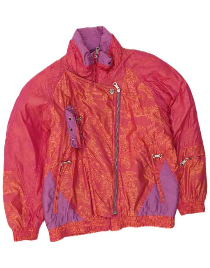 Jaqueta acolchoada feminina vintage IT 42 médio rosa colorblock nylon