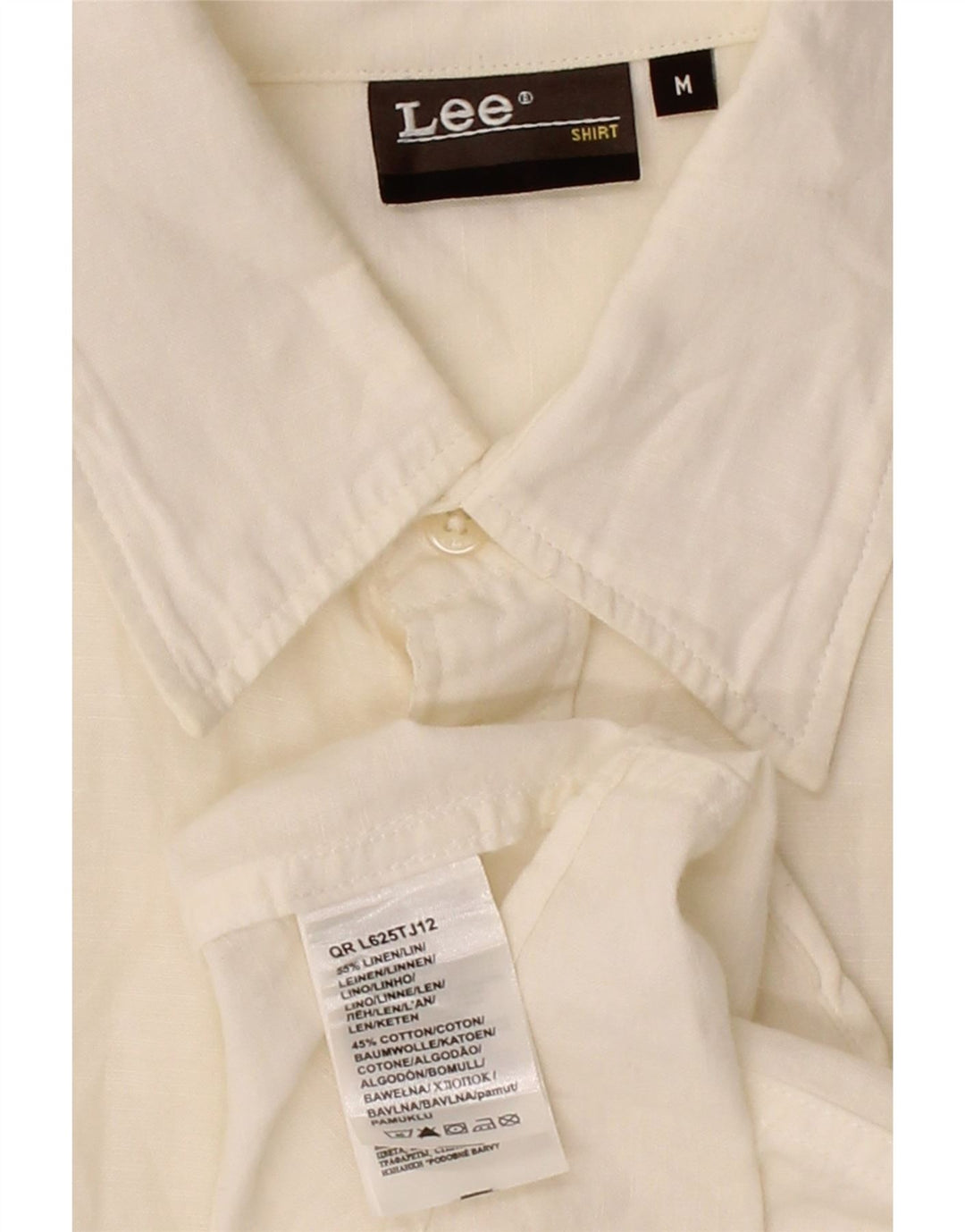 Camisa masculina de manga curta LEE, linho branco médio