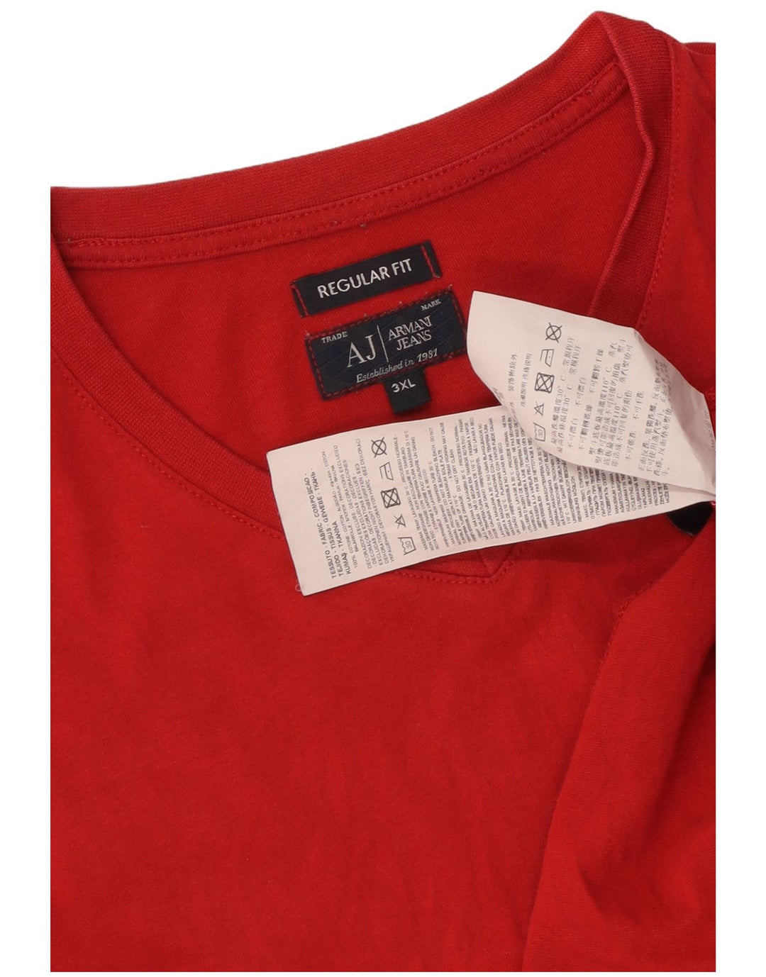 Camiseta feminina ARMANI JEANS Regular Fit UK 22 3XL algodão vermelho